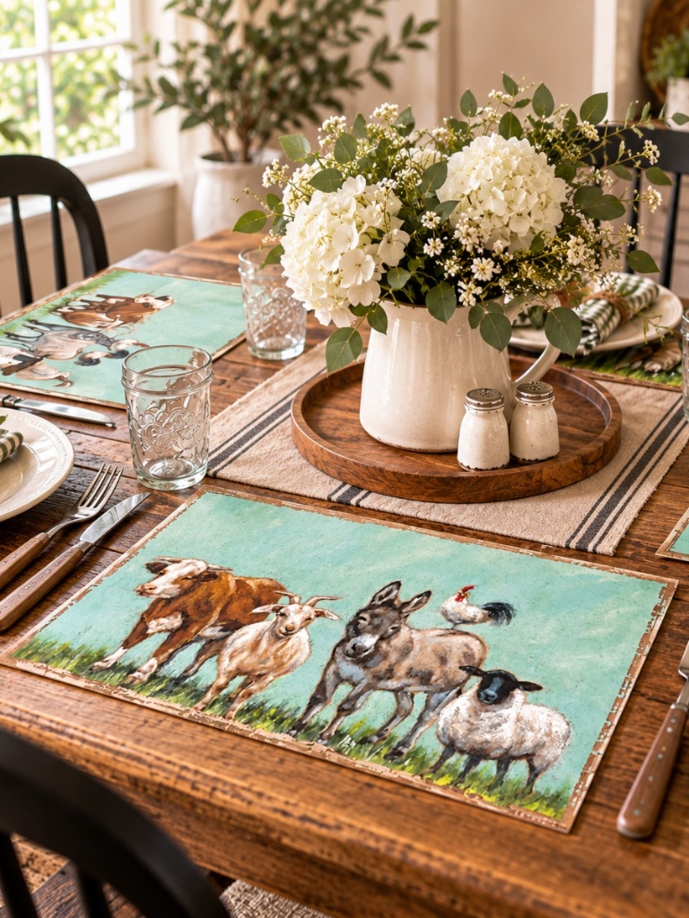 Primitives by Kathy Farm Animal Paper Placemats Set of 24 Farmhouse
